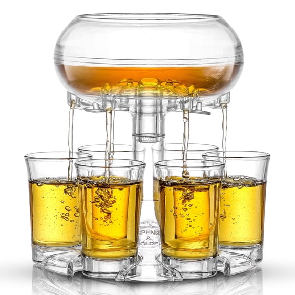 Brightware Shot Dispenser and Shot Glasses Set 11.5oz Dispenser and 1.3oz Shot Glass