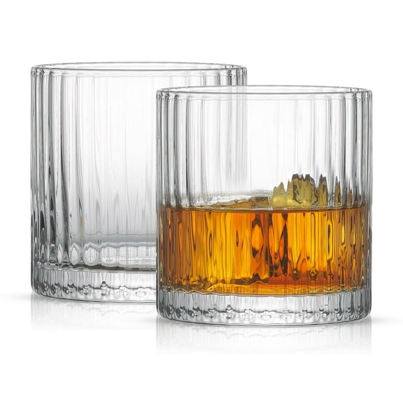 JoyJolt Elle Fluted Double Old Fashioned Glasses, Set of 2
