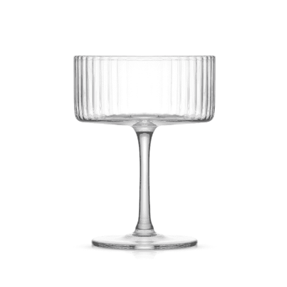 JoyJolt Elle Ribbed Coupe Martini Glasses, Set of 4 - Clear NEW