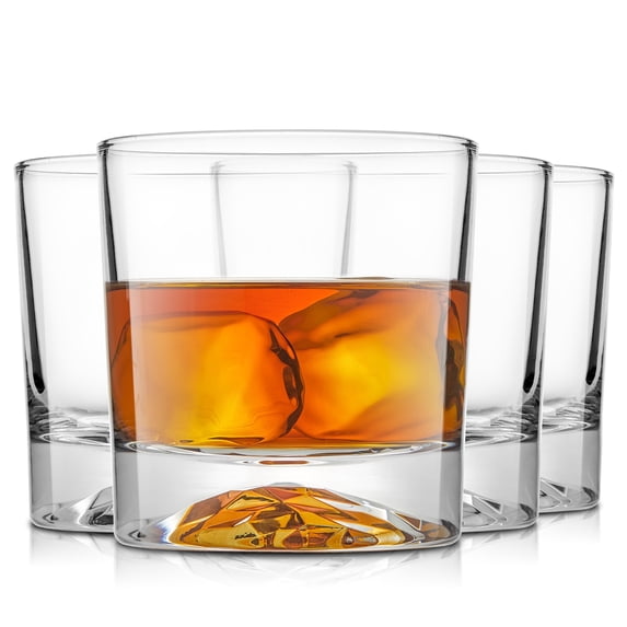 JoyJolt Radiant Whiskey Glasses - 10oz Old Fashioned Glass, Set 4 Crystal Scotch Glass, Rocks Glass