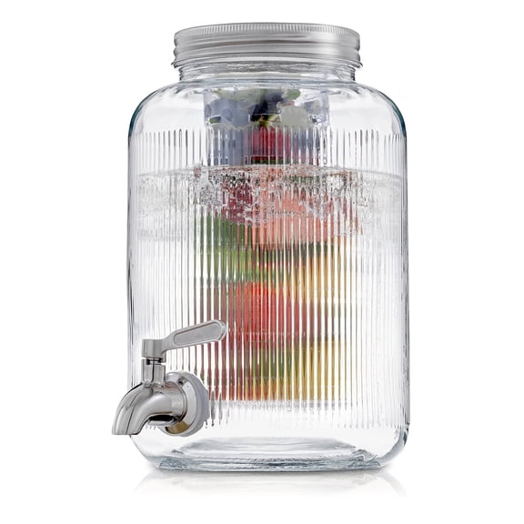 Brightware Fluted Glass Drink Dispenser 1 Gallon