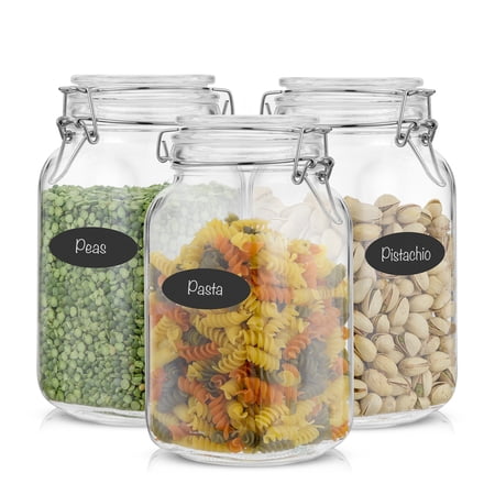 Food Storage Jars with Airtight Lids Set – 52 oz – Set of 3