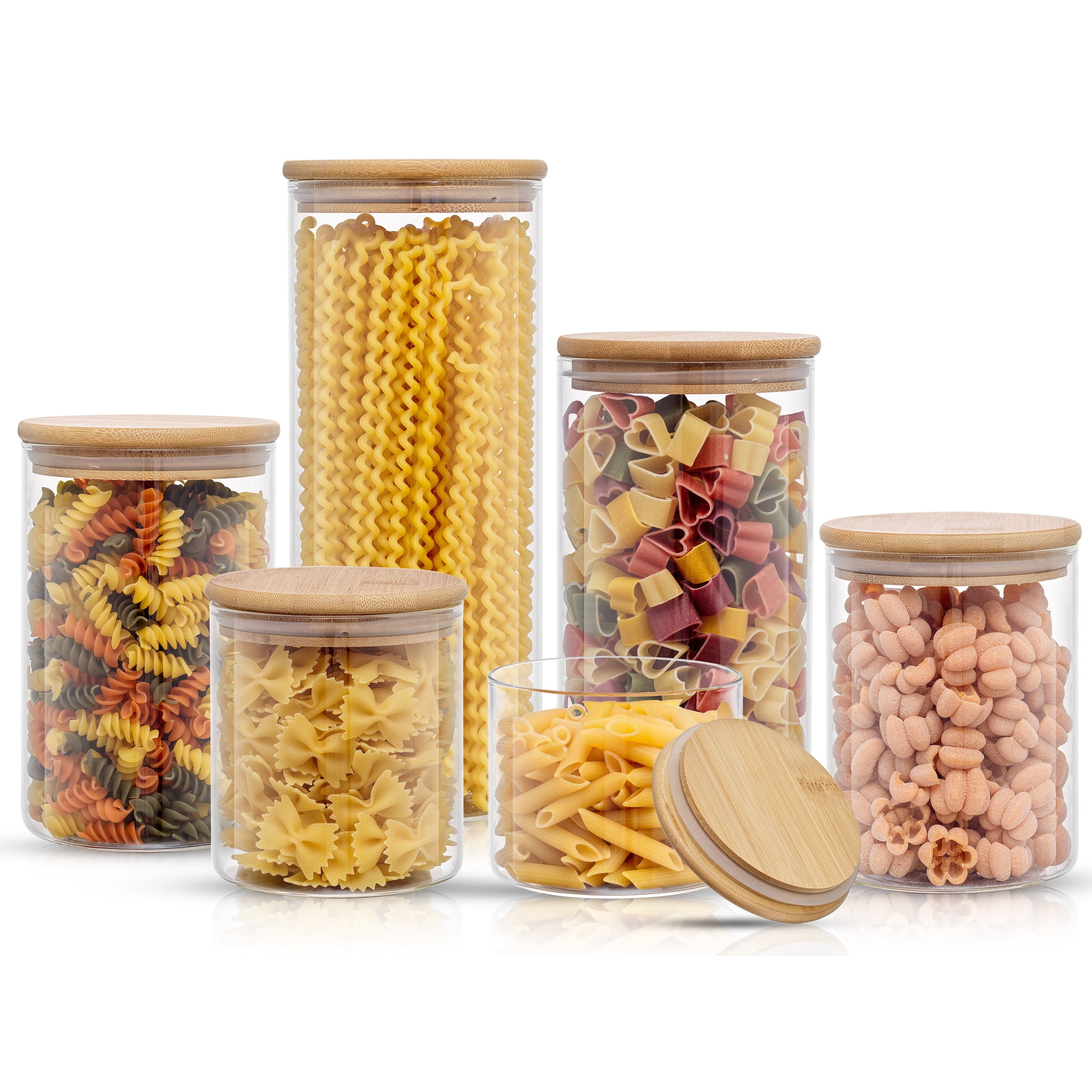 JoyJolt Glass Food Storage Container with Bamboo Clamp Lids (Set of 6)