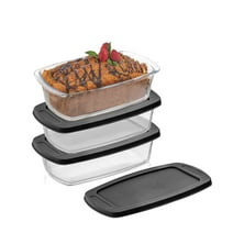 JoyJolt Glass Loaf Pans with Lids - Set of 3 - Black