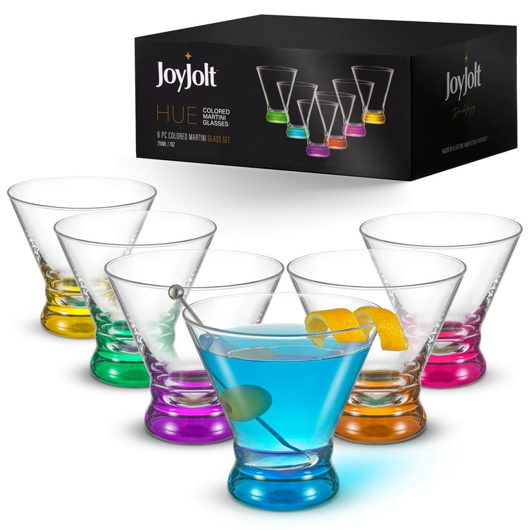 Colored Martini Glasses Set of 6 | 7oz | Hand Blown Crystal Martini Glasses  | Art Deco Cocktail Glas…See more Colored Martini Glasses Set of 6 | 7oz 