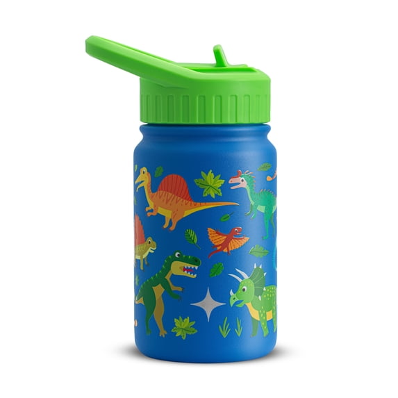 JoyJolt Kids Water Bottle with Straw Lid, 12oz Stainless Steel Reusable Tumbler for Toddlers, Girls, Boys, or Teen, Vacuum Insulated Water Bottle for School, Travel, and Outdoors, Leakproof, Blue