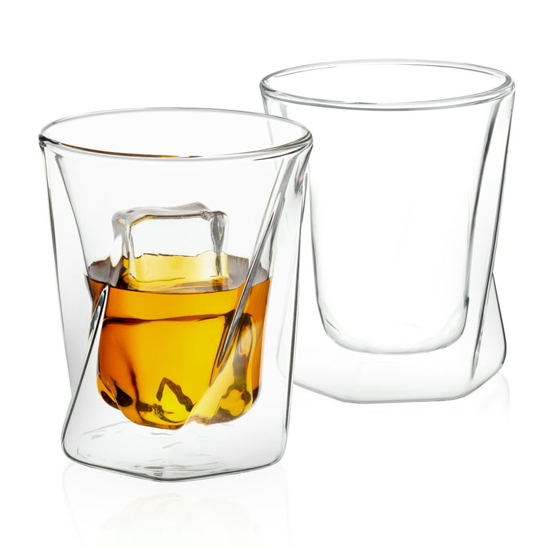 JoyJolt Lacey Double Wall Insulated Cups, 10 Oz Set of Two Whiskey Glasses  