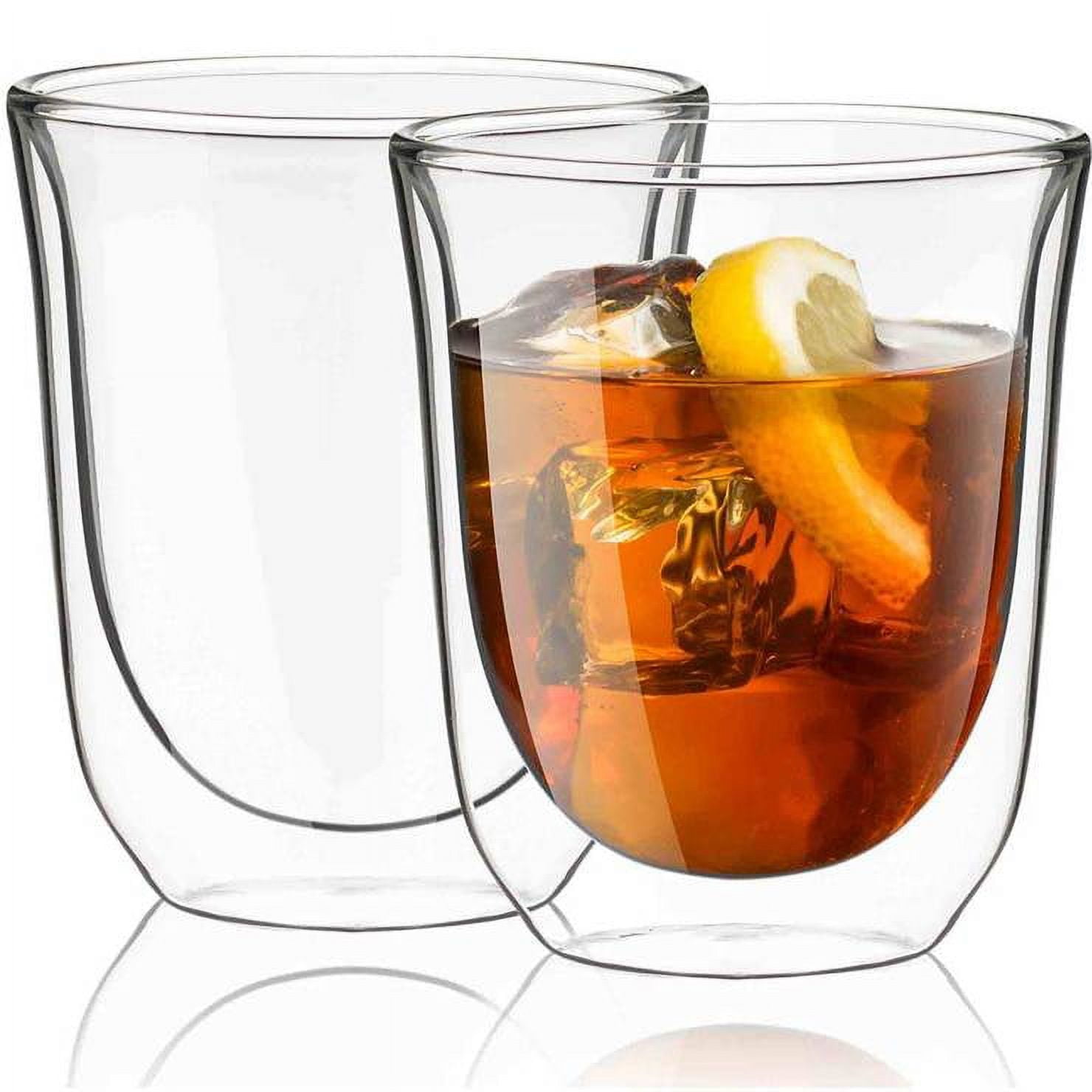 Drinking Glasses Set of 4 - 17.9oz Iced Coffee Glasses, Iced Tea Glasses,  Cute Tumbler Cup, Cocktail Glasses, Whiskey, Wine, Soda, Clear Water Cups,  Beer Glasses, Cordial Glasses 