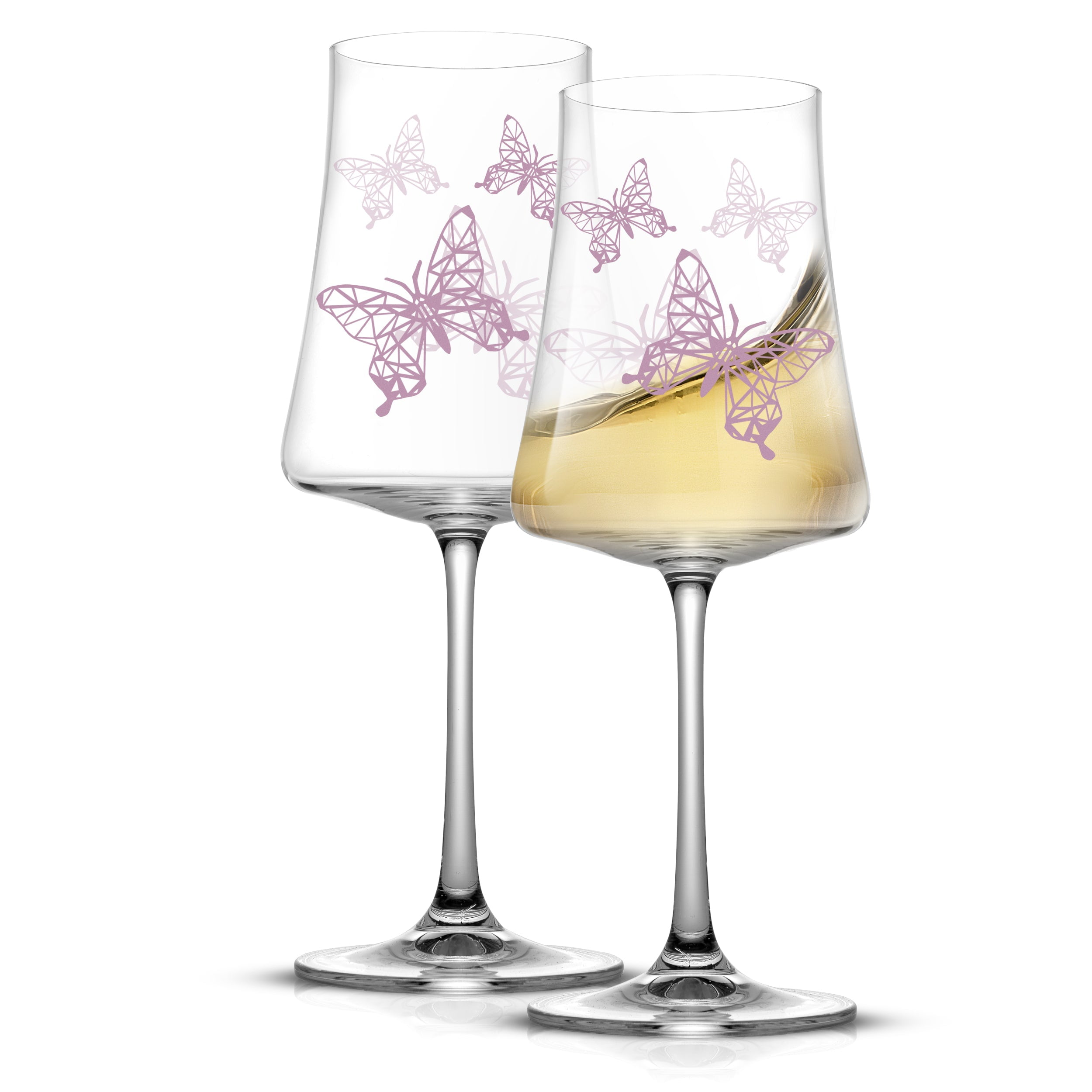 JoyJolt Claire Crystal White Wine Glasses – Set of 2 – 11.4 Ounce Wine  Glass Set – Made in Europe