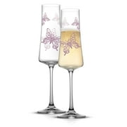 JoyJolt  Meadow Butterfly Crystal Champagne Flutes - 10 oz- Set of 2 - 10 oz