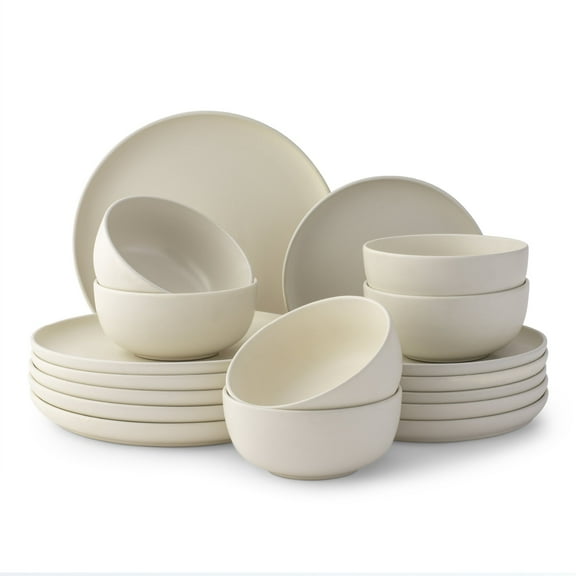 JoyJolt Mesa 18pc Stoneware Dinnerware Set - Linen