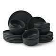 thumbnail image 1 of JoyJolt Mesa 18pc Stoneware Dinnerware Set - Matte Black, 1 of 22