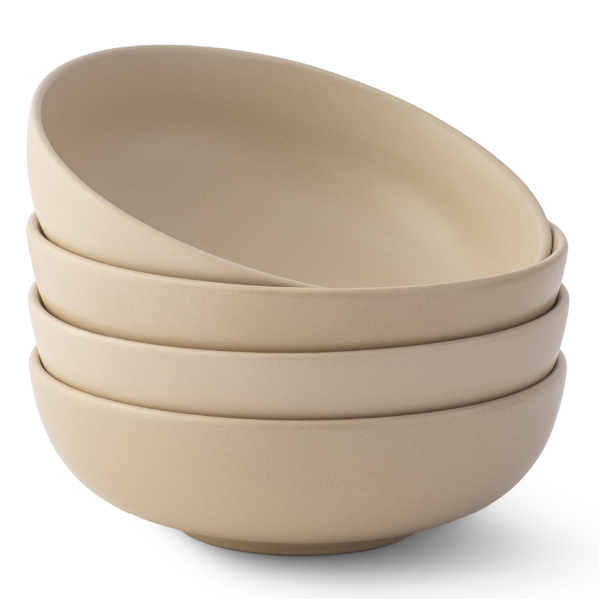Beige 30oz Stoneware Pasta and Salad Bowls Set of 4