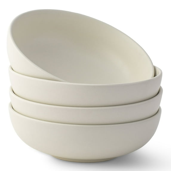 JoyJolt Mesa 4pc Stoneware Pasta Bowl set, 30oz - Linen