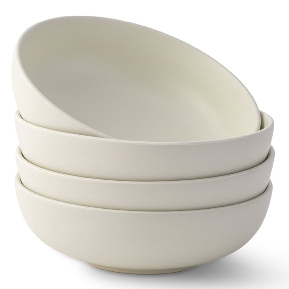 JoyJolt Mesa 4pc Stoneware Pasta Bowl set, 30oz - Linen