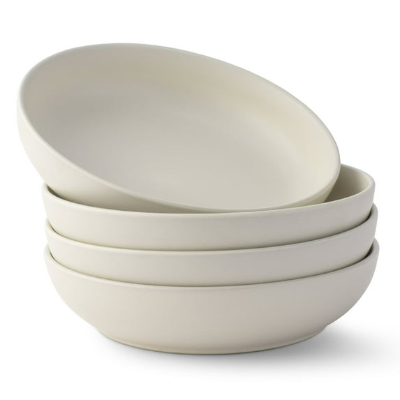 JoyJolt Mesa 4pc Stoneware Pasta Bowl set, 40oz - Linen