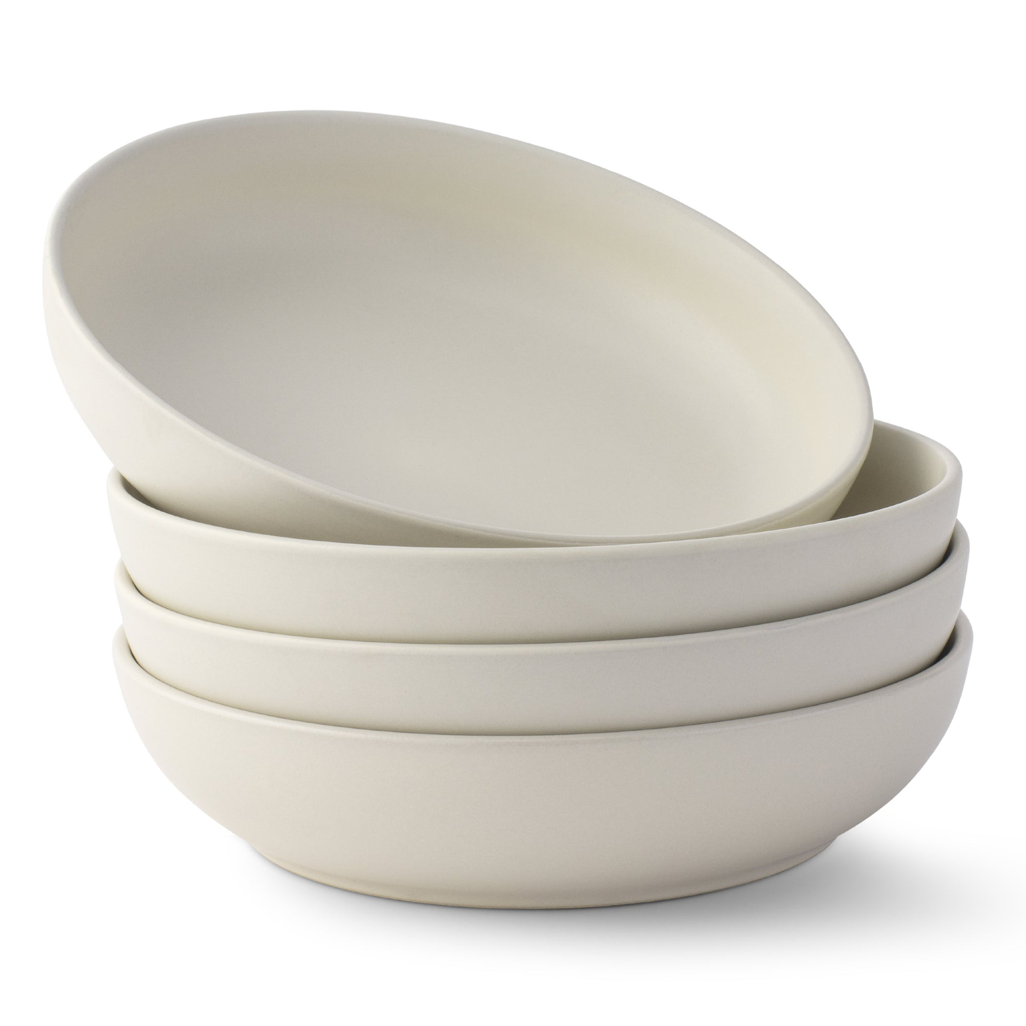 Matte Off-White Ceramic 40-Ounce Pasta and Salad Bowl Set