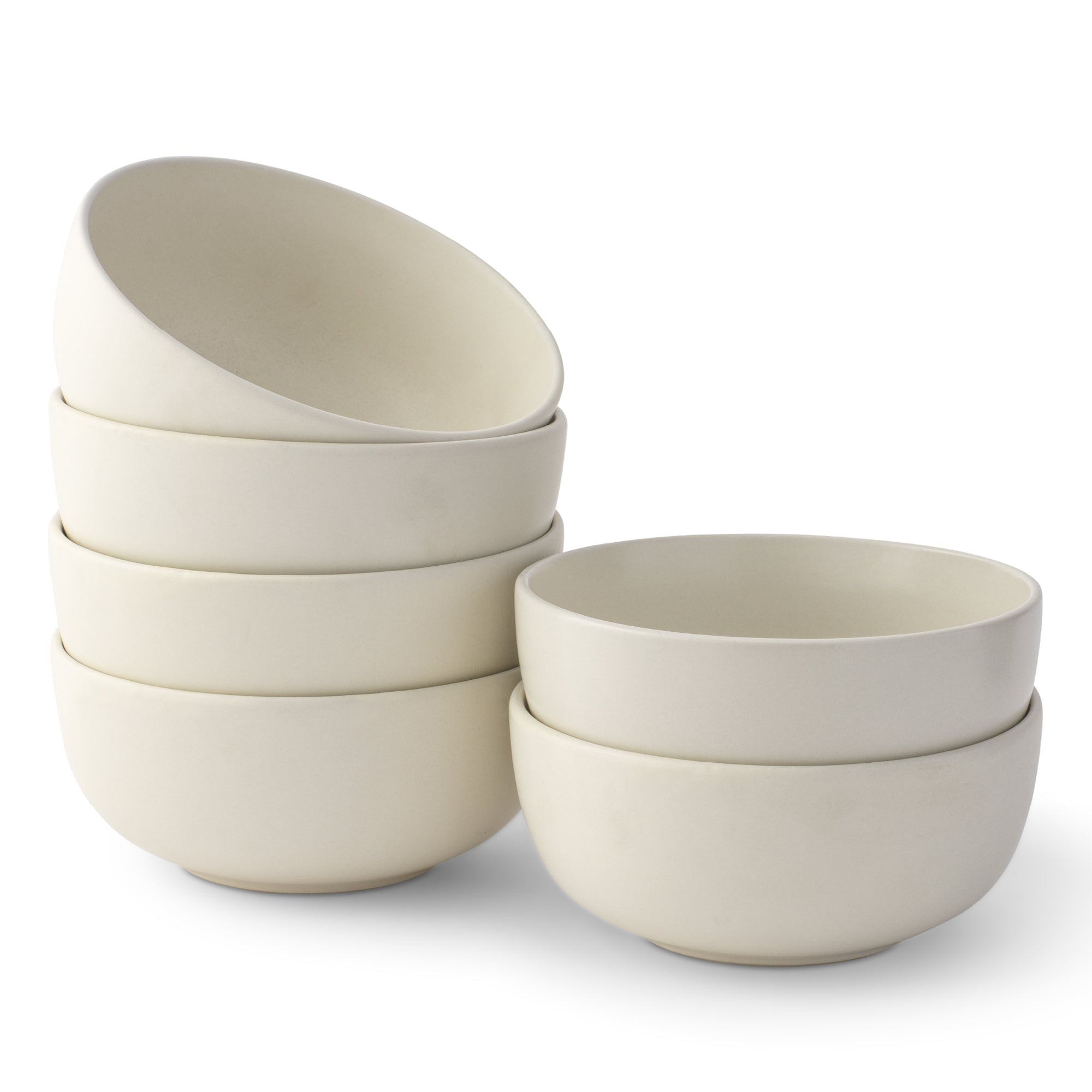 JoyJolt Mesa 6-Piece Stoneware Soup Bowls Set - 23 oz Linen