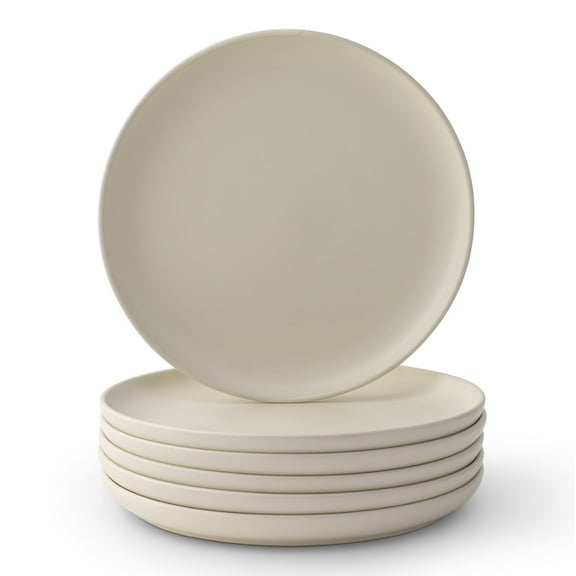 JoyJolt Mesa 6pc Stoneware 10.5" Dinner plate set - Linen