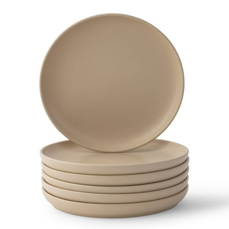 JoyJolt Mesa 6pc Stoneware 8" Salad plate set - Beige