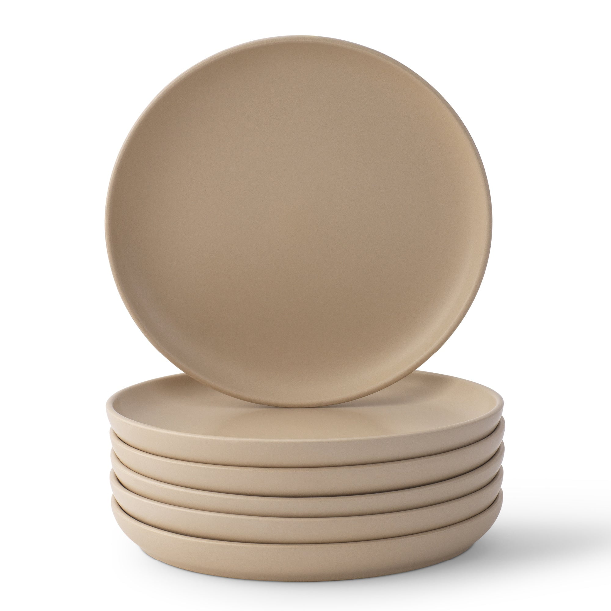 Matte Beige Ceramic 8" Salad and Dessert Plates Set of 6
