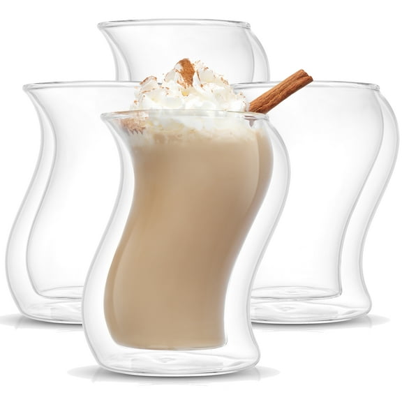 JoyJolt Pivot Double Wall Coffee Tea Glasses - 13.5 oz - Set of 4