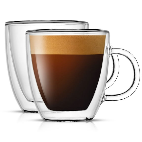 JoyJolt Savor Double Wall Insulated Glasses Espresso Mugs (Set of 2) - 5.4-Ounces