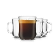JoyJolt Set of 4 Diner Glass Coffee Mug with Handle - 16 oz