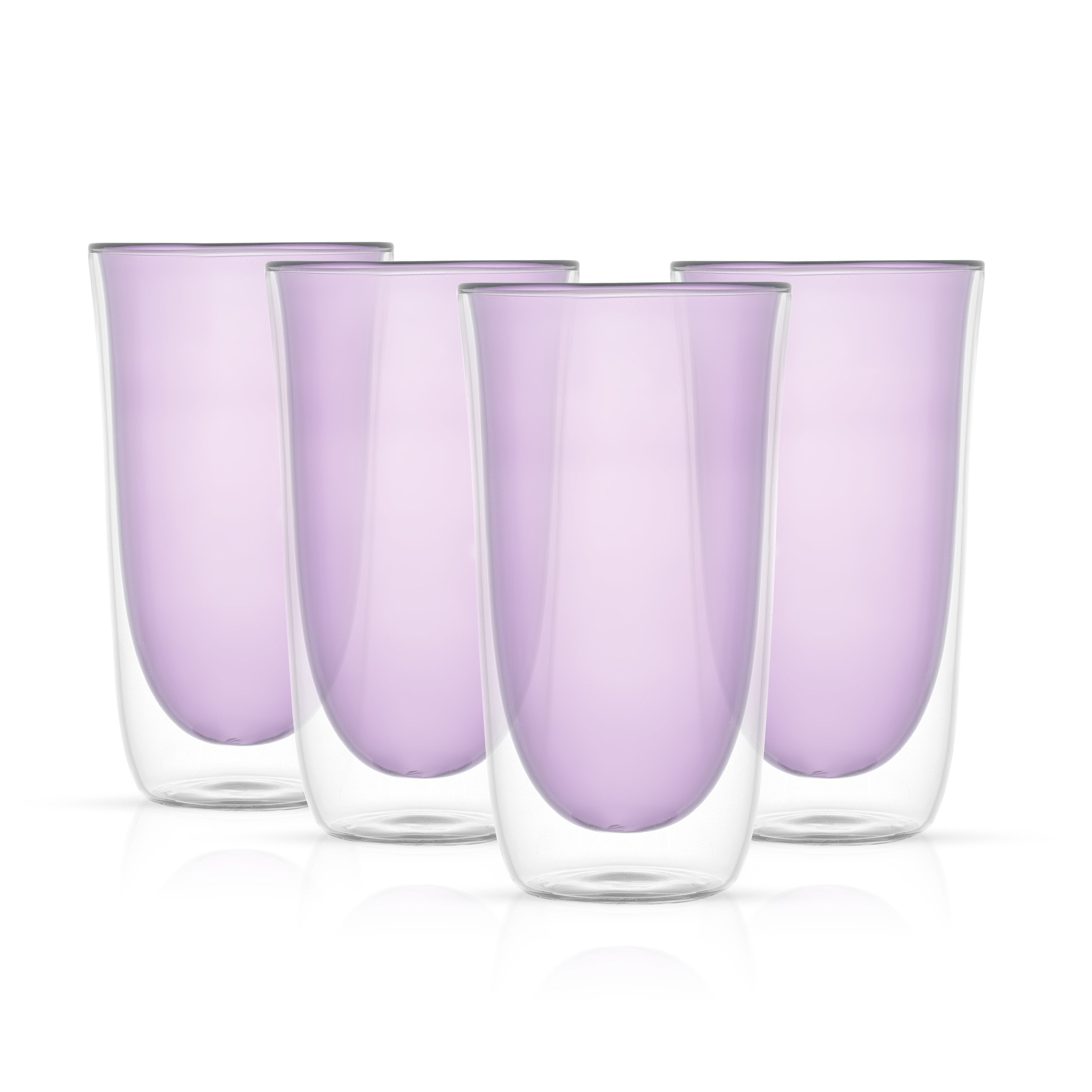 JoyJolt Spike Double Wall Colored Highball Drinking Glasses Violet
