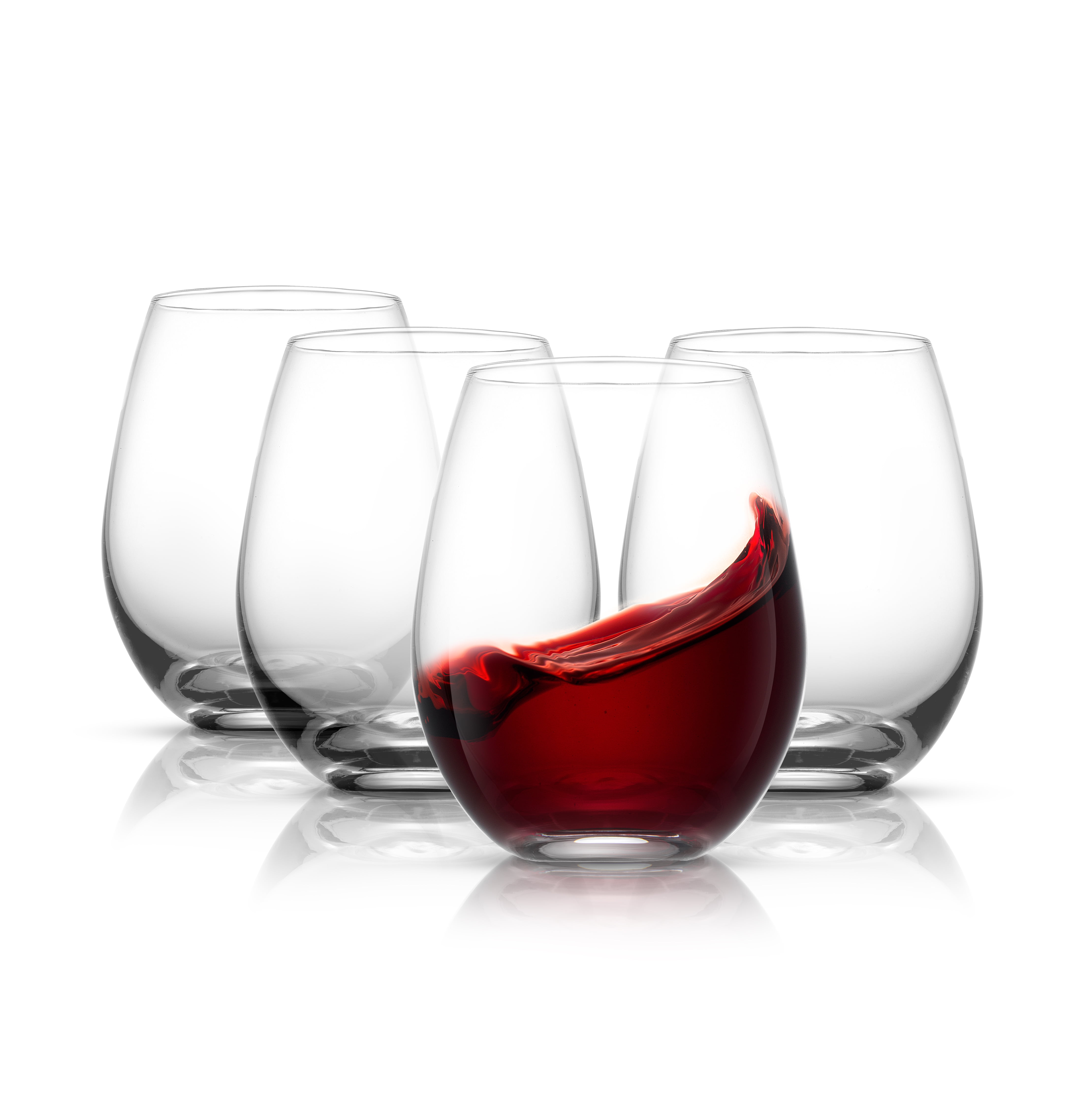 JoyJolt Spirits 15 oz. Stemless Wine Glasses Set of 4 Red or white Wine Glasses