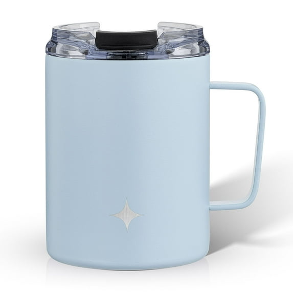 JoyJolt Stainless Steel Coffee Mugs Tumbler Vacuum Insulated with Lid & Handle - 12 oz - Blue