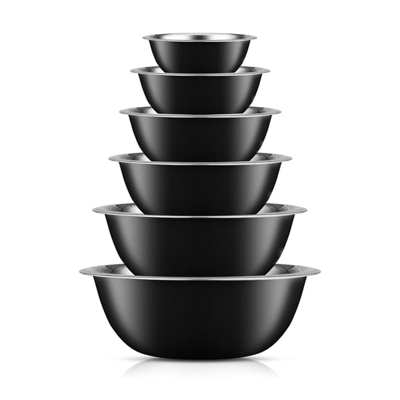 Brightware Stainless Steel Mixing Bowl Set of 6 – Black