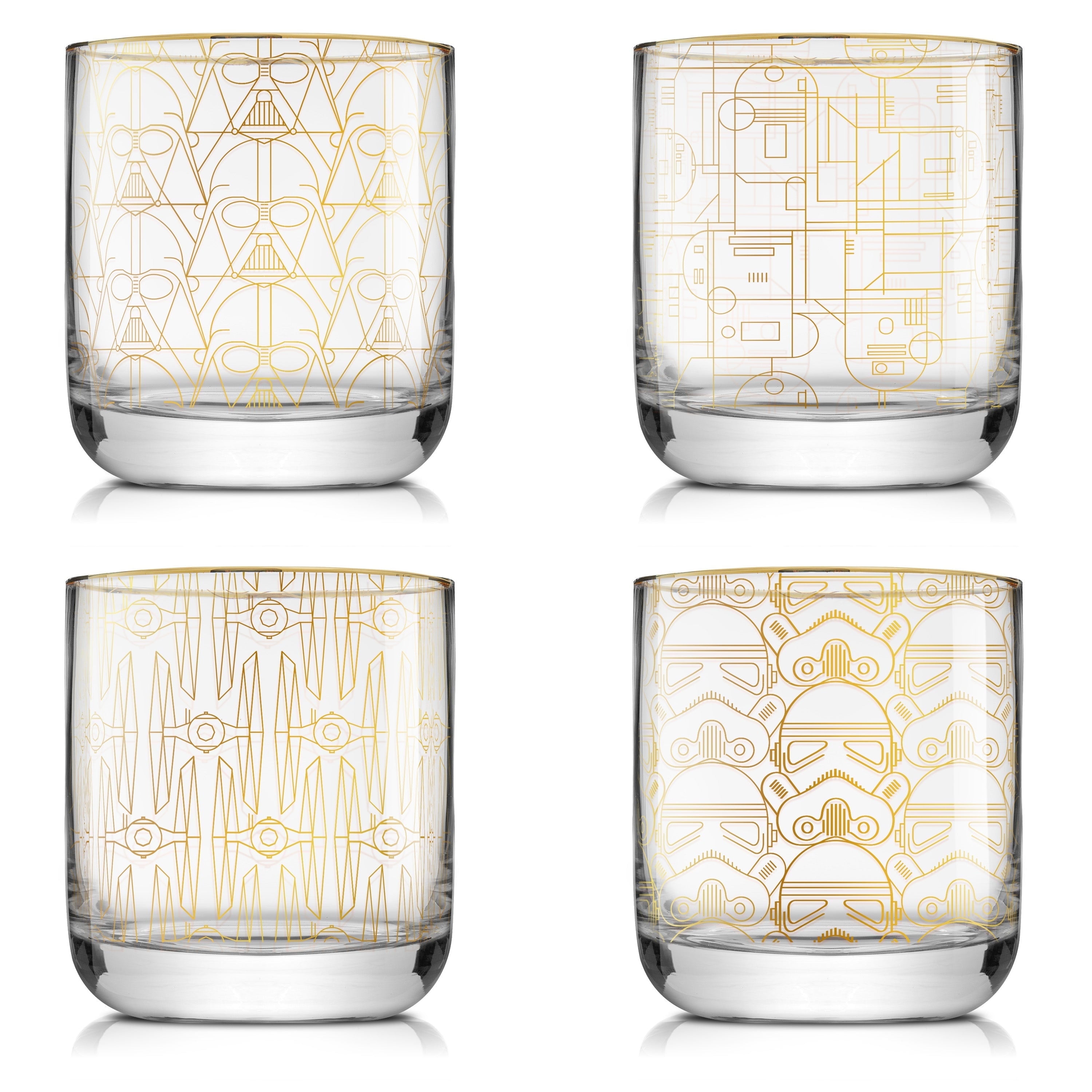 JoyJolt Star Wars Gold Deco Glass Set of 4, 10oz