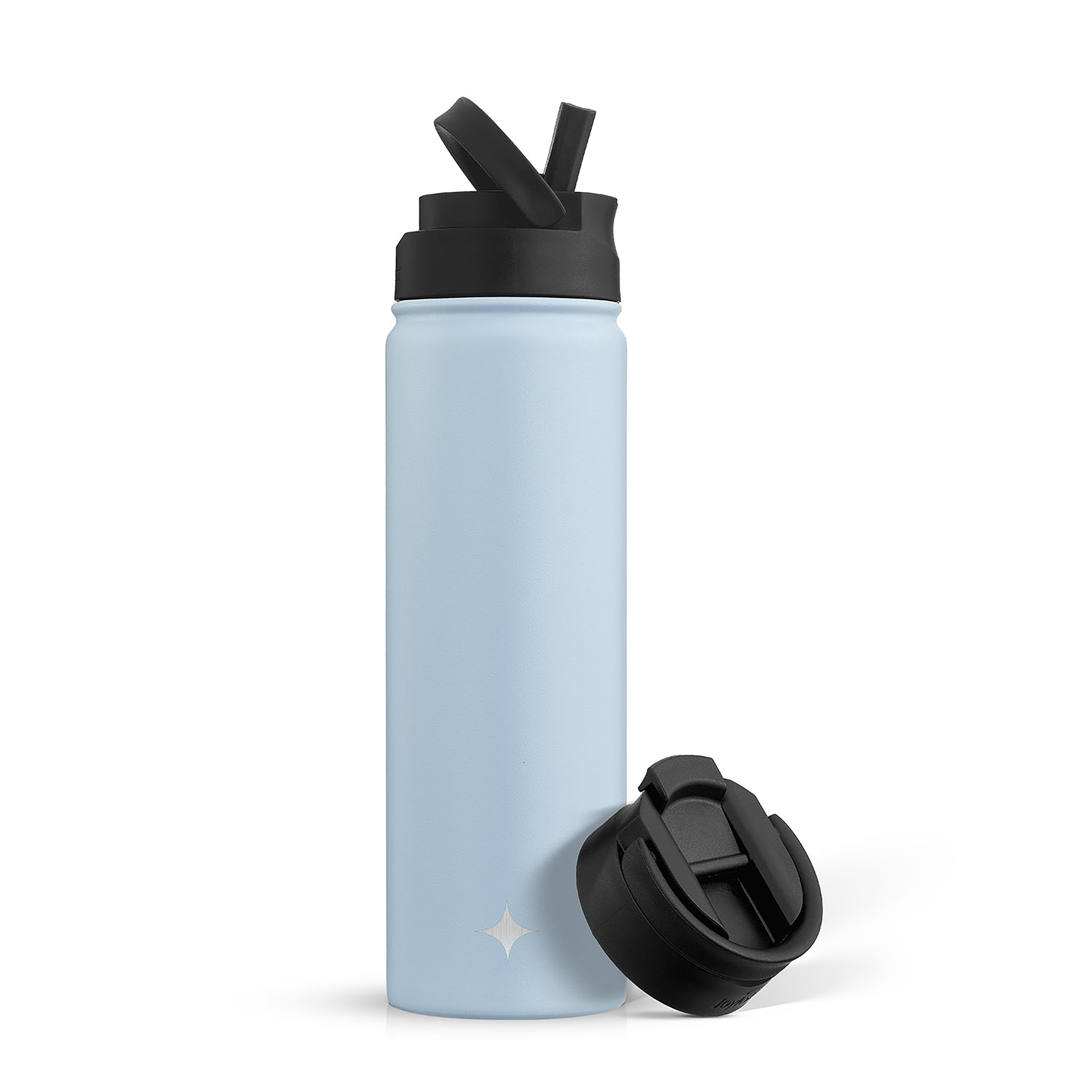 JoyJolt Triple Insulated Water Bottle with Flip Lid & Sport Straw Lid - 22 oz - Blue