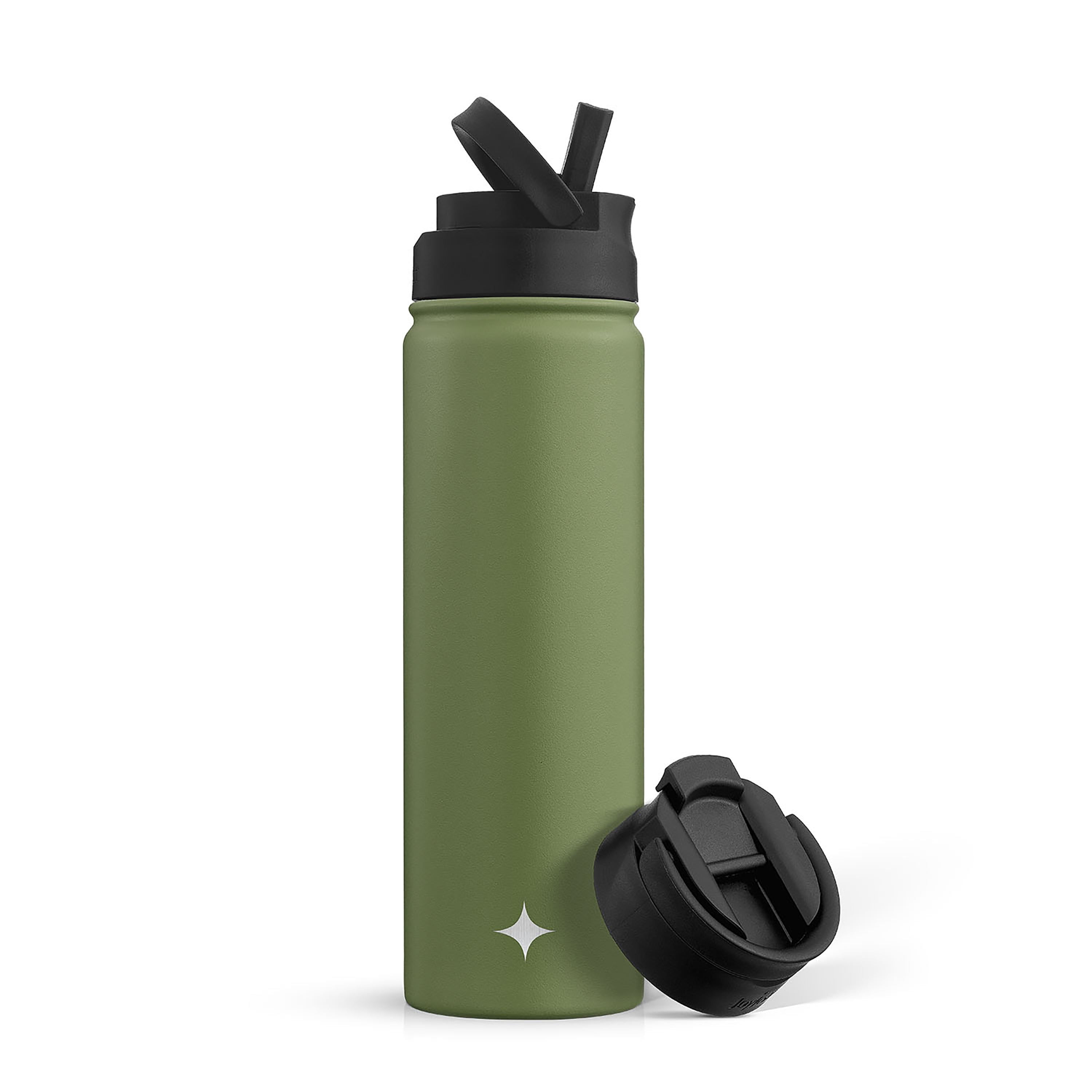 JoyJolt Triple Insulated Water Bottle with Flip Lid & Sport Straw Lid - 22 oz - Green