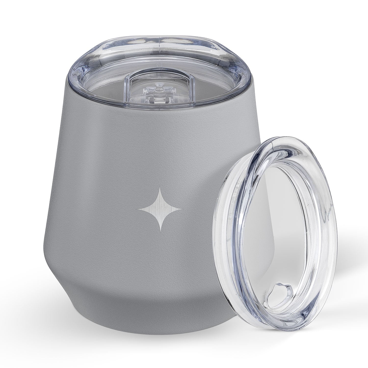 12 oz Grey Triple Insulated Stainless Steel Wine Tumbler with Lid