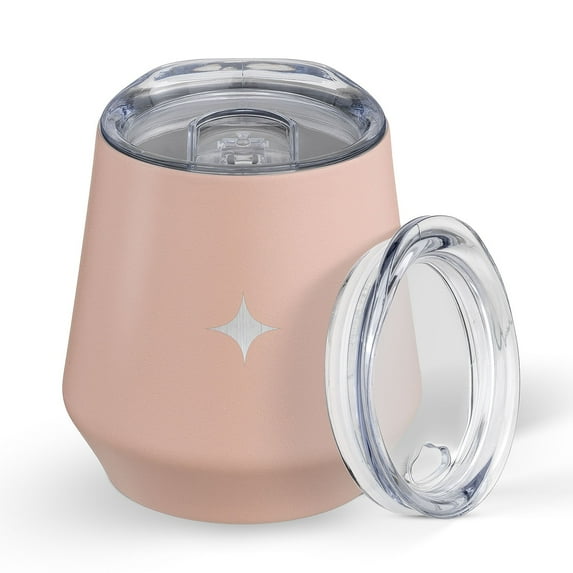 JoyJolt Vacuum Insulated Stemless Wine Tumbler with Lid - 12 oz - Pink
