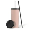 thumbnail image 1 of JoyJolt Vacuum Insulated Tumbler with Flip Lid and Straw - 20 oz - Pink, 1 of 7
