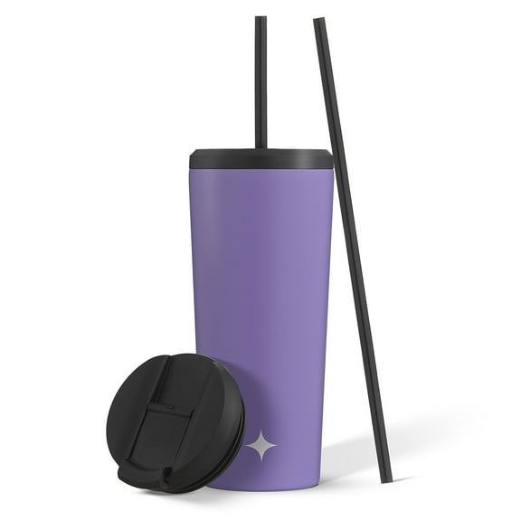 JoyJolt Vacuum Insulated Tumbler with Flip Lid and Straw - 20 oz - Purple