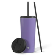JoyJolt Vacuum Insulated Tumbler with Flip Lid and Straw - 20 oz - Purple