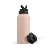 JoyJolt Vacuum Insulated Water Bottle with Flip Lid & Sport Straw Lid - 32 oz - Pink