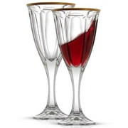 JoyJolt Windsor European Crystal Red Wine Glasses with Gold Rim, Set of 2