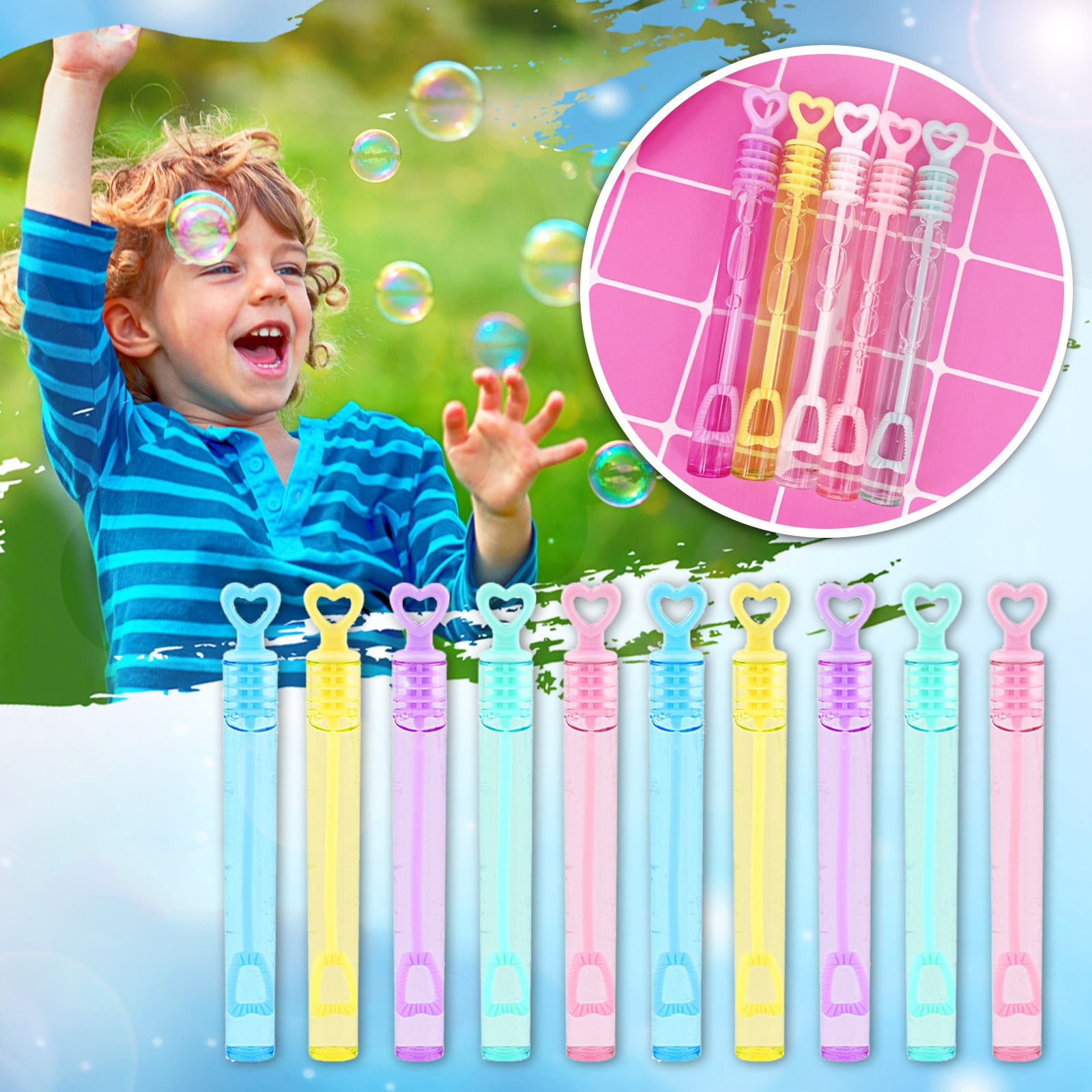 BOKABOKA 200 Pcs 20Colors Neon Mini Bubble Wands Set,Bubble Bulk Party Favors