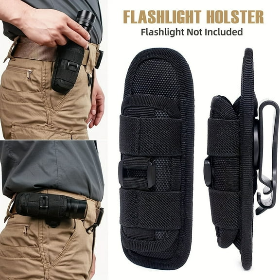 JoyMagic Flashlight Pouch Holster Rotatable Flashlight Holder Belt Torch Carry With 360Carabiner Reel Elevated Tents for Camping 2 Person Water Rations Cooking Set Camping Small Camping Gear Hiking
