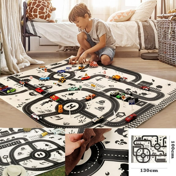JoyMagic Kids Play Mat City Road Buildings Parking Map Game Educational Toys Baby Gyms Farm Girl Vintage 1 Alphabet Board Games for Kids 4-6 for Kids Sensory Tables Alphabet Board Games for Toddlers