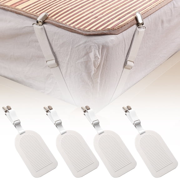 JoyMart Bed Sheet Holder Straps –4 Pack Adjustable Elastic Clips To Keep Sheets & Sofa Tight | Hidden Mattress – Easy installation Anti Fasteners