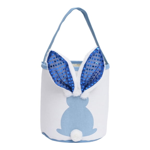 JoyMart Easter Light Up Bunny Ear Fabric Basket LED Glowing Easter Egg Hunt Basket for Kids Multi Color Bunny themed Candy & Holder