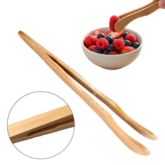 JoyMart Reusable Tongs Wooden Toaster Tongs for Cooking & Holding Ideal Kitchen Utensil for Cheese Bacon Muffin Fruits Bread