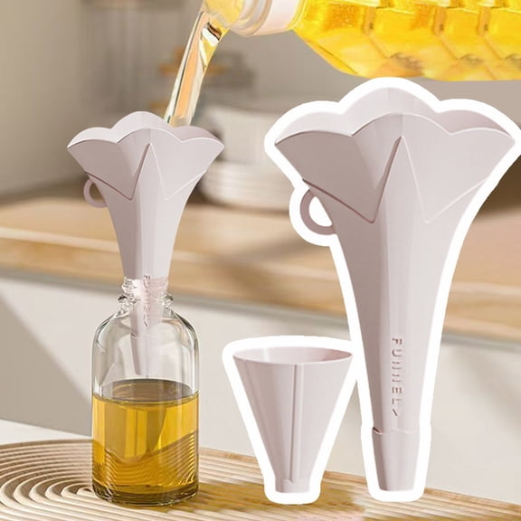JoyMart Silicone Folding Funnels for Kitchen Liquid Transfer Funnels with Stand Small Spout for Oil Wine Saving and Reusable Morning glory