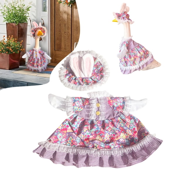 JoyMart Spring Outfit Porch Clothes with Hat Sunflower Clothes Dress and Hat Costume Set for Yard Outdoor Garden Patio Decor